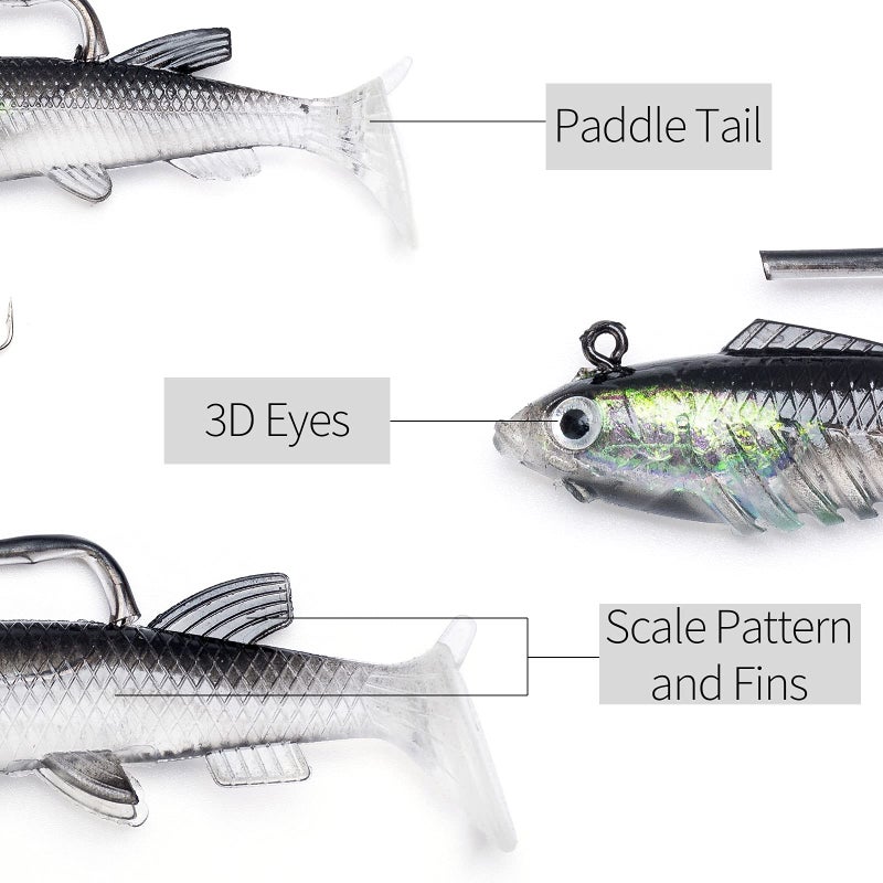Dr.Fish 60 Pieces Fishing Lures, 5 Tackle Box with Tackle Included, Trout Lures Rooster Tail Spinner Baits Soft Baits Fishing Lures for Freshwater Saltwater Crappie Walleye Bass Lures Kit - Image 4